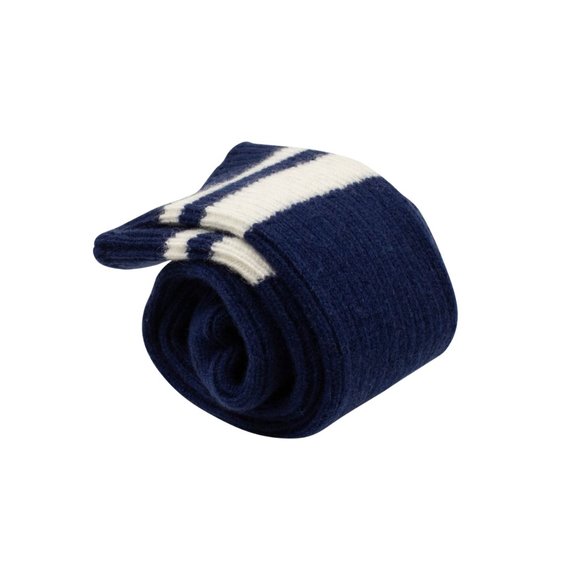 NEW UNRAVEL PROJECT Blue Ribbed White Striped Socks Size SM $180 - Picture 4 of 4